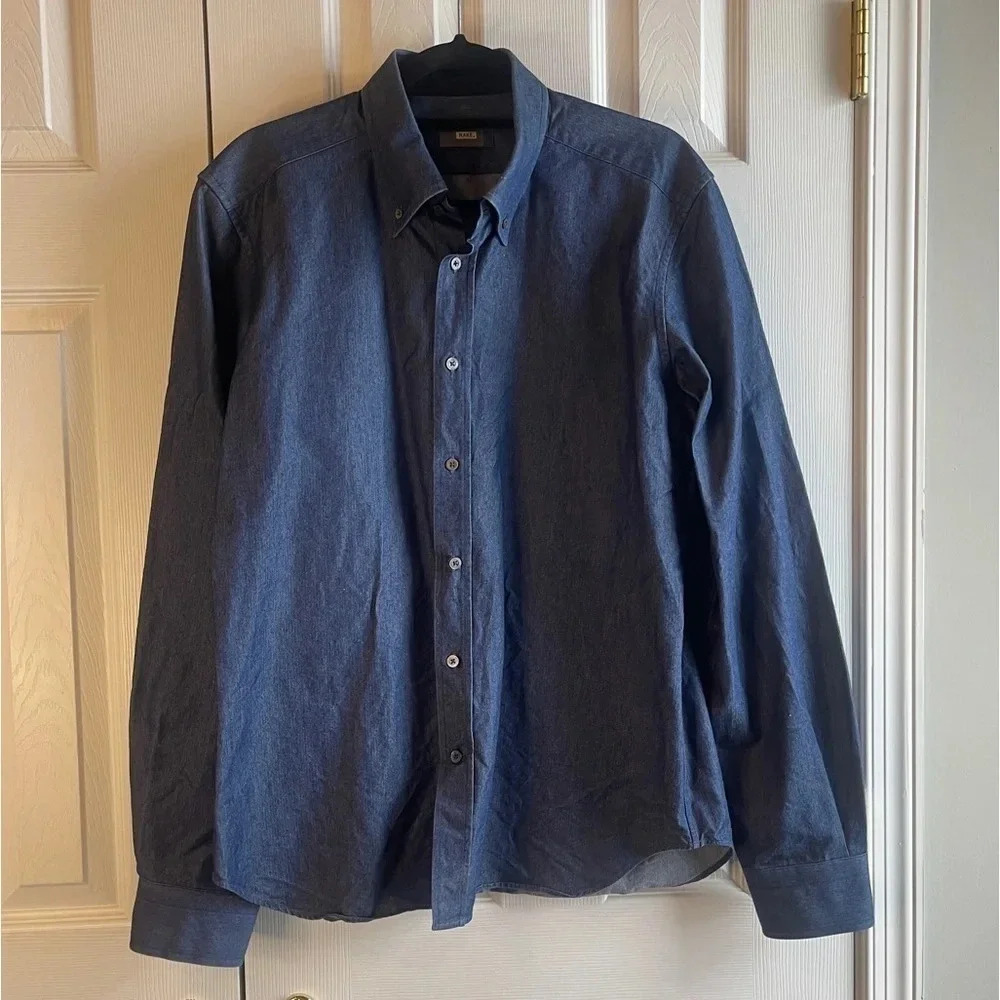 100% Cotton made in Italy RAKE Denim Button Down Shirt | Discont. Luxury…